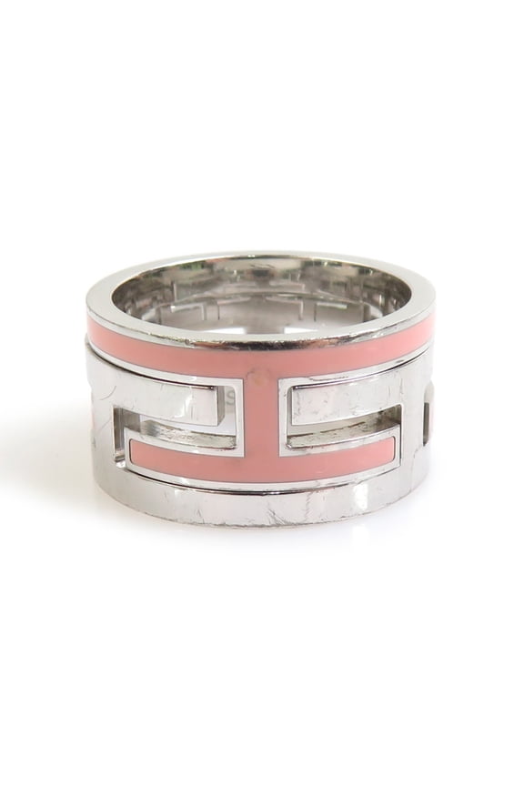 Pre-Owned Hermes HERMES Ring Move H Sterling Silver 925 Enamel Pink Women's Free Shipping...