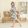 thumbnail image 2 of FORMRS Niños Bathrobe Unisex Hooded Robe Soft Plush Pajamas Sleepwear, Size 7-9T, Colorful Flowers Pattern, 2 of 7