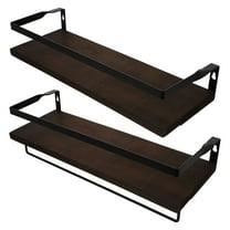 IDEANATEGRATE Hanging Shelves For Bathroom Dark Brown Wooden For Wall Decoration 1 Set 16.5X5.9X5In