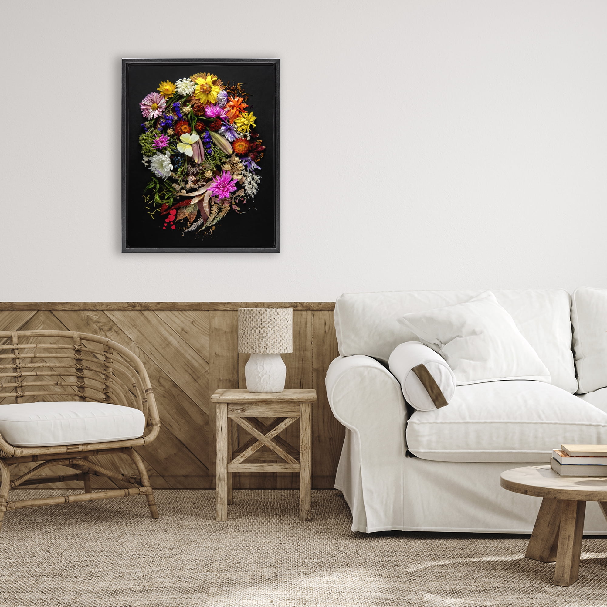 Stupell Industries November Flower Arrangement Black Framed Floater Canvas Wall Art, design by Carl Kravats