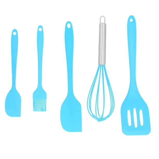 Juego de 5 espátulas de silicona para repostería casera, utensilios de cocina, decoración de pasteles, color azul