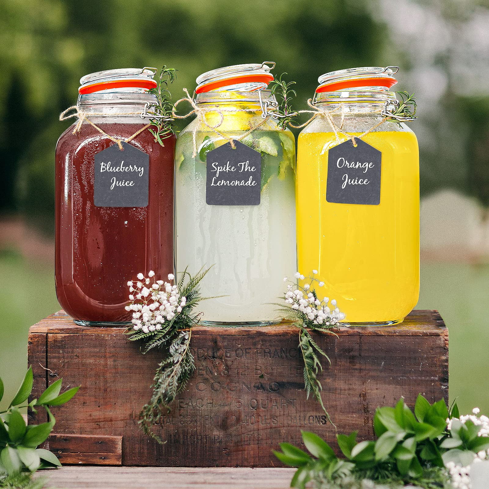 Syntic 2 Pack 1 Gallon Glass Storage Jars with Airtight Lids,Square Glass Storage Jars for Fermenting, Clear Glass Canister for Flour, Cookie, Candy, Kombucha, Sun tea