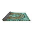 thumbnail image 2 of Ahgly Company Indoor Round Medallion Turquoise Blue Traditional Area Rugs, 5' Round, 2 of 4