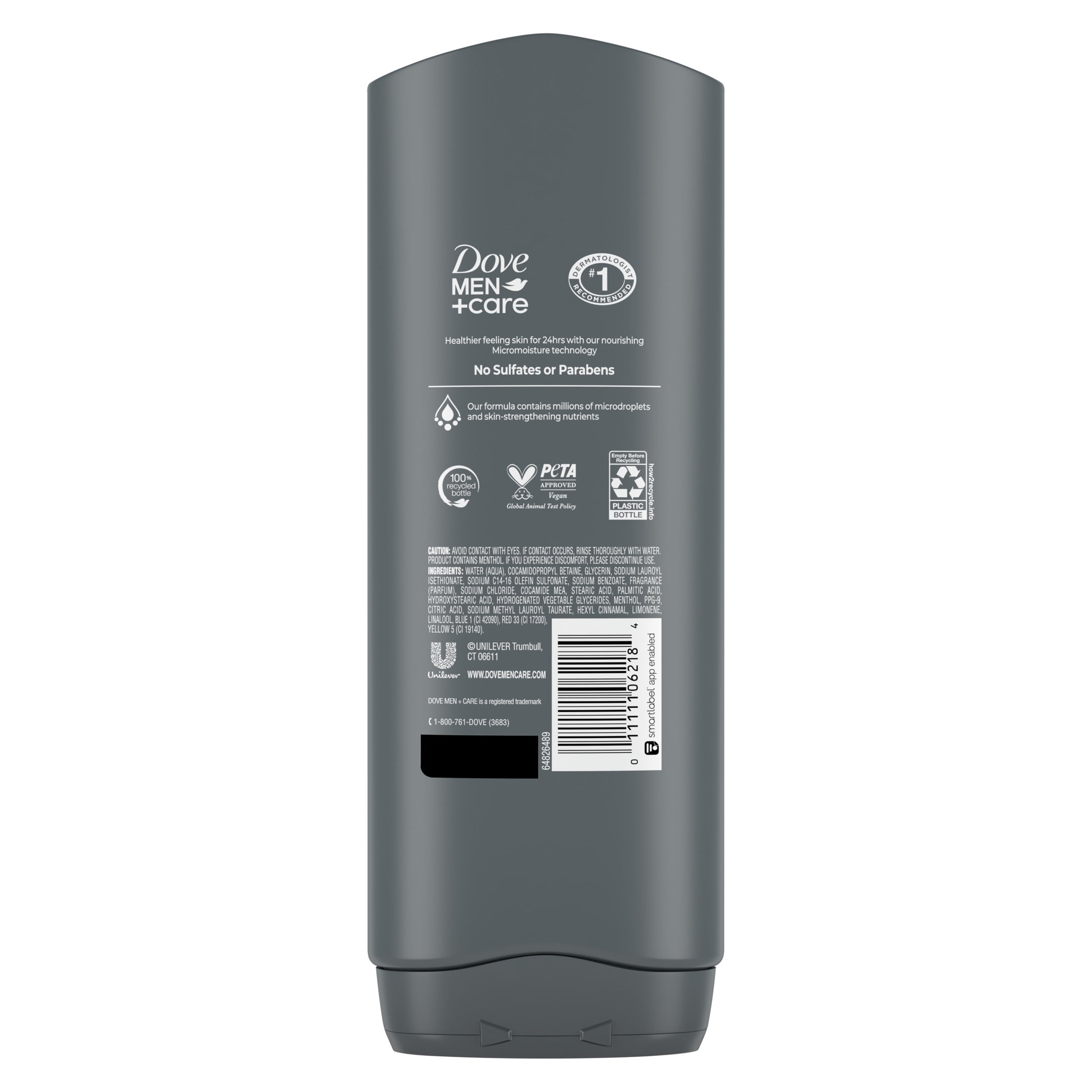 (4 pack) Dove Men+Care Refreshing Hydrating Face & Body Wash for Men Extra Fresh All Skin, 18 oz