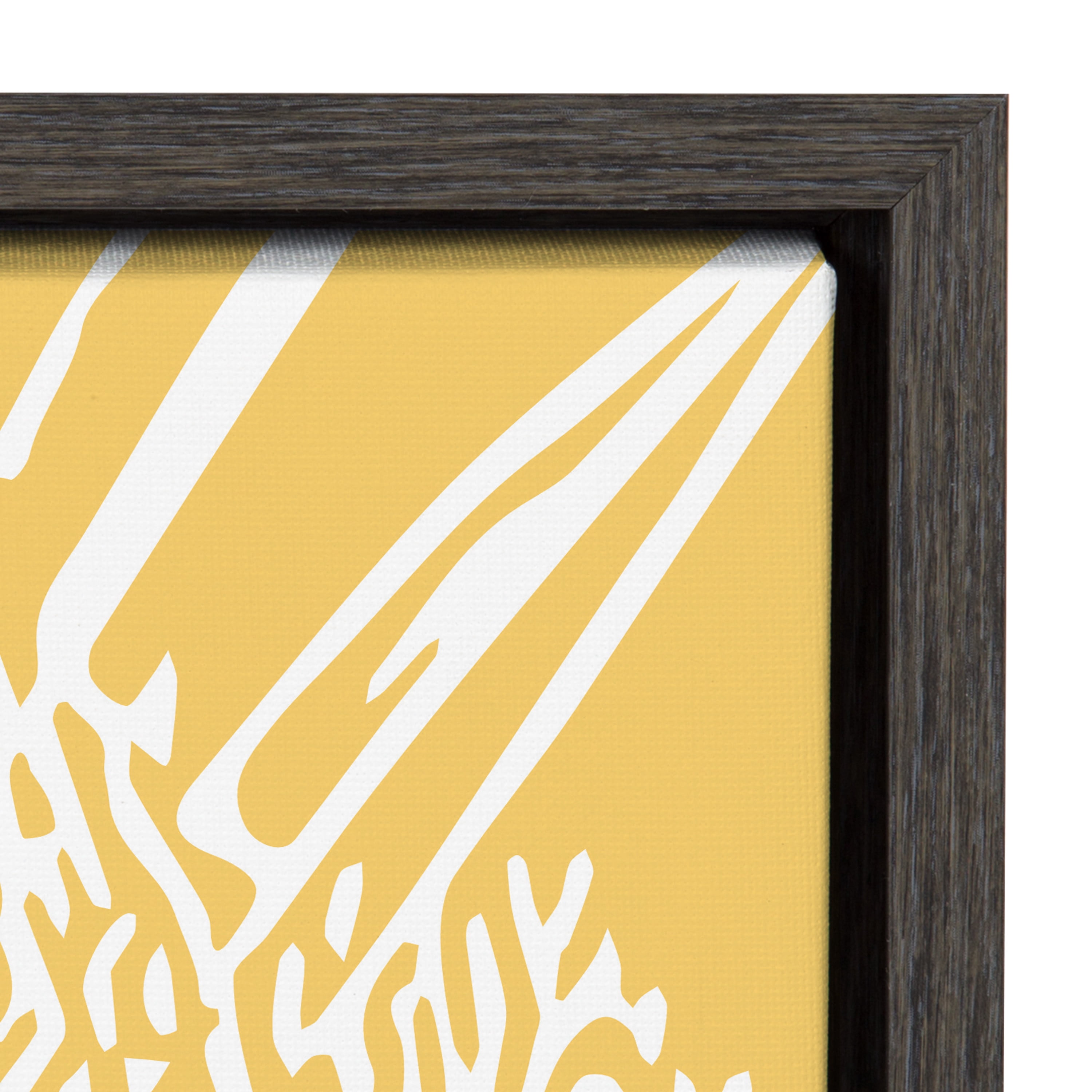 Kate and Laurel Sylvie Flower in Yellow Framed Canvas Wall Art by Apricot and Birch, 18x24 Gray, Floral Art for Wall