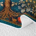 thumbnail image 5 of Erosebridal Vintage Peacock Bed Spread Queen,Watercolor Plants Queen Coverlet Set,Teal Gold,3-Piece,1 Quilt and 2 Pillowcases, 5 of 7