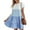 Blue, variant on A-line Womens Ruffles Boho Striped Printed Babydoll Loose Swing Casual Short Mini Dress
