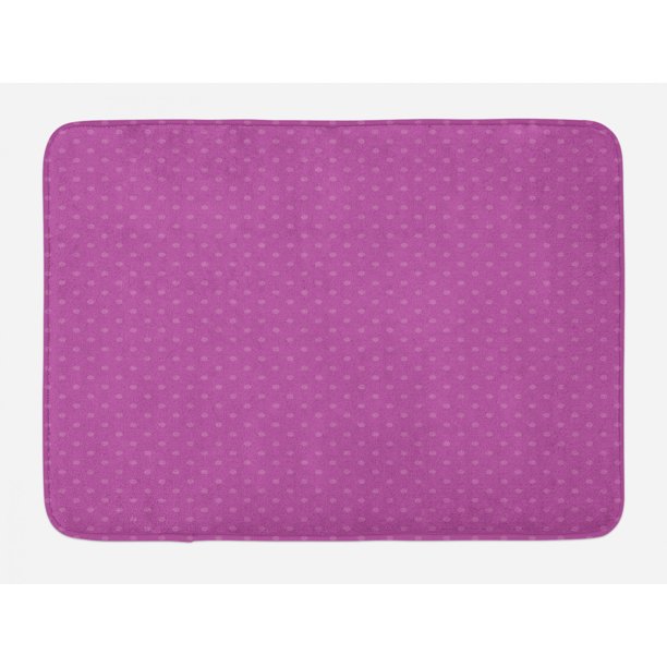 Mauve Bath Mat, Retro Polka Dot Background Nostalgic Large Spots