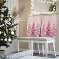 thumbnail image 3 of Pink Christmas Tree Chair Covers Set of 4 Xmas Pine Tree Gold Winter Snowflakes Chair Back Covers Stretch Removable Washable Slipcovers Protector for Dining Room Kitchen Party Decor, 3 of 5