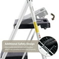 thumbnail image 6 of 4-Step Ladder with Tool Platform, Wide Anti-Slip Platform & Thick Rubber Feet - Lightweight Heavy Duty Foldable & Portable - 330 lbs Capacity, Rubber Handgrip, Folding Step Stool - White, 6 of 7