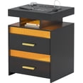 thumbnail image 3 of Bifanuo Nightstand with Charging Station, Modern End Table with 2 Drawers, Bedside Table with Human Sensor 24 Colors LED Lights for Bedroom (Black), 3 of 7