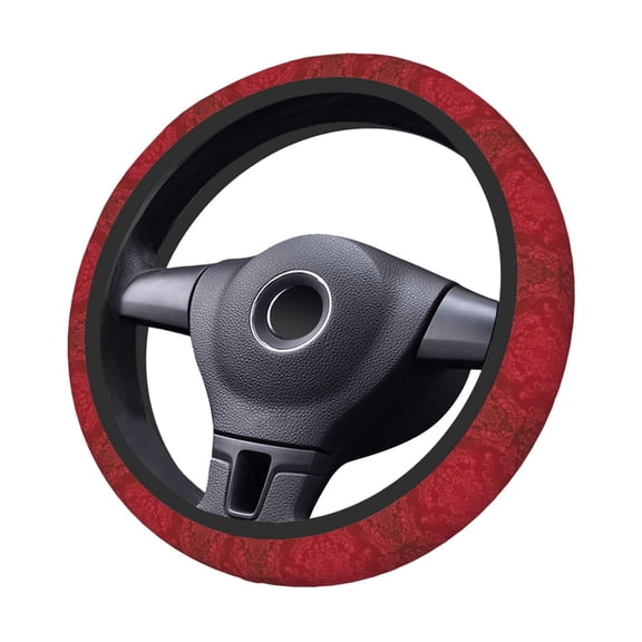 Kdxio Vintage Burgundy Print Elastic Stretch Steering Wheel Cover,Auto Steering Wheel Cover,15 Inch Anti-Slip,Warm in Winter and Cool in Summer,Fit Suvs,Vans Cars,Trucks