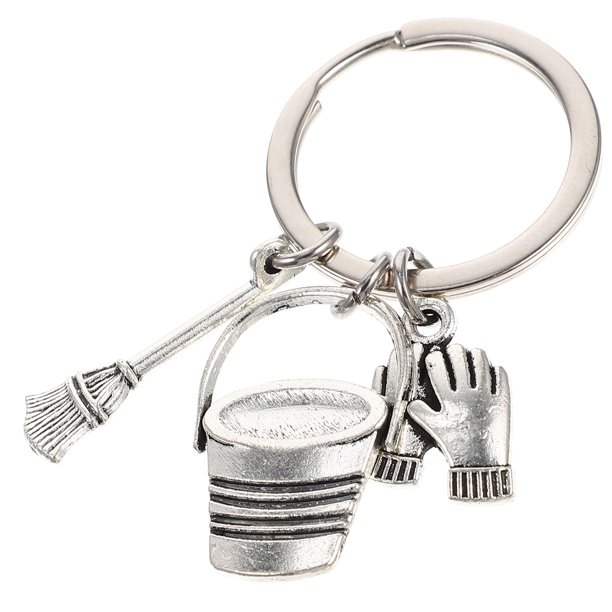 unbranded Llavero De Metal Para Personal De Limpieza Con Creativo Y Colgante Decorativo Plateado