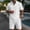 White(New), variant on PNTUTB Men's Linen Two-Piece Set,Casual Loose Comfort Short-Sleeve Stand-Up Collar Half-Button Shirt and Elastic Waist Drawstring Shorts