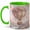 Green, variant on Floral Hot Air Balloon Coffee Mug, Fantasy Travel Mug for Women, Watercolor Balloon with Flowers and Castle Scene, Dreamy Gift, Ceramic 11 Oz Cup