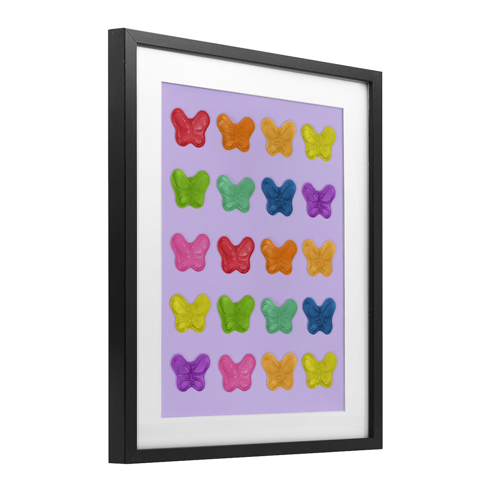 Stupell Industries Colorful Butterflies on Lilac Black Framed Print Under Glass, design by LISH Creative