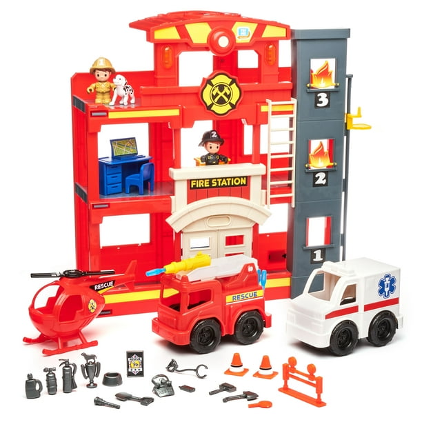 Kid Connection Fire Station Fire Vehicle Playset (31 Pieces) Walmart