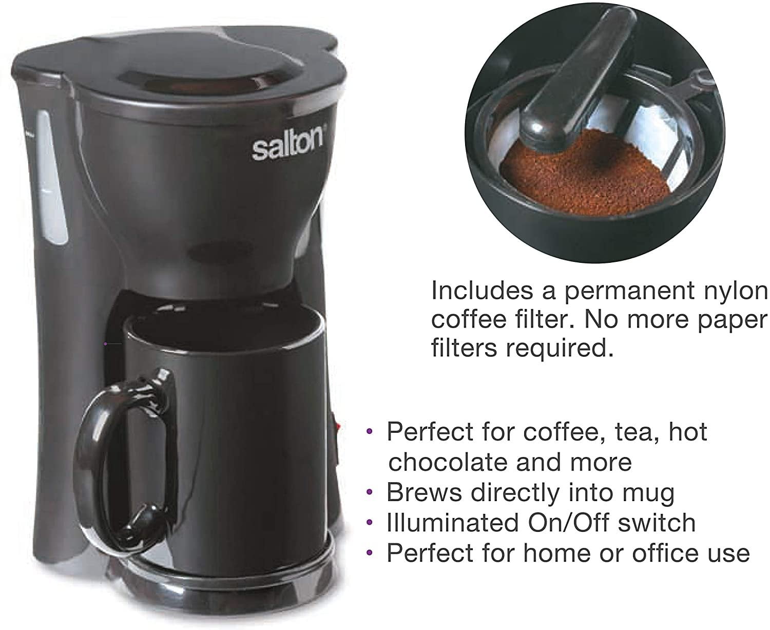 Salton 1 Cup Mini Compact Drip Maker 