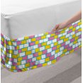 thumbnail image 2 of Geometric Bed Skirt, Simplistic Cartoonish Pattern of Abstract Brick Wall Inspired Graphics, Elastic Bedskirt Dust Ruffle Wrap Around for Bedding Decor, 4 Sizes, Earth Yellow and Pink, by Ambesonne, 2 of 2