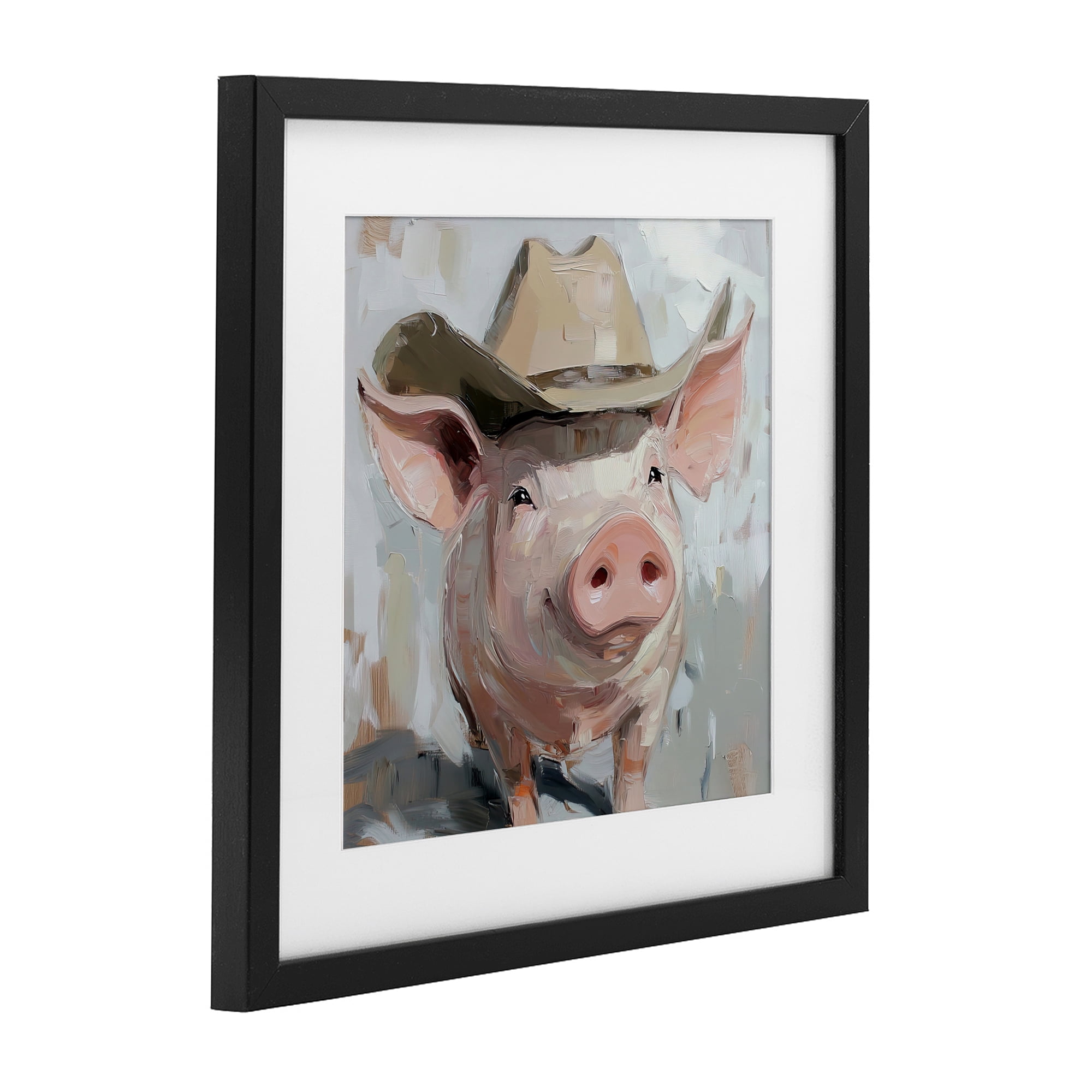 Stupell Industries Cowboy Chester Pig Black Framed Print Under Glass, design by Tina LeCour