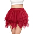 thumbnail image 4 of Womens Wine Tulle Skirt Layered High Low, Burgundy Party & Festival Skirt with Elastic Waist for Holiday Celebration,Size XL, 4 of 4