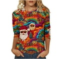 thumbnail image 2 of VKOYWKM Womens Merry Christmas T-Shirts 3/4 Sleeve Tops Funny Christmas Santa Graphic Tees Loose Crew Neck Holiday Xmas T-Shirts, 2 of 5
