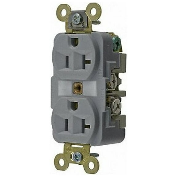 Hubbell Wiring Device-Kellems Receptacle,Gray,20 A,2P3W,Back; Side,1PK HBL5362GY