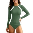 thumbnail image 2 of Xdegoge Rash Guard Swimsuit Girls Two Piece Long Sleeve Color Block Athletic Bathing Suits Full Coverage Swimming Wear Summer Holiday Beach outfits, 2 of 7
