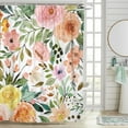 thumbnail image 3 of Boho Floral Shower Curtain for Bathroom,Spring Summer Vintage Pink Watercolor Peonies Shower Curtain with Hooks,Polyester Fabric Shower Curtains Machine Washable Waterproof Bath Decor 72" x 72", 3 of 6