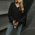 thumbnail image 4 of Diufon Womens Pullover Tops V Neck Long Sleeve Blouses Tops Fall Casual Solid Color Tops, 4 of 7