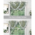 thumbnail image 4 of Eucalyptus Green Sheer Waterfall Valance Curtains for Window, Vintage Bottle Succulents Stripes Rod Pocket Sheer Topper Swag Curtains for Living Room, Kitchen 38.5"W x 47.2"L, 3 Panels, 4 of 7