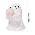 thumbnail image 3 of Halloween Ghost with Pumpkin Ceramic Figurine – 4.5" White Glazed Mini Ghost Statue for Home, Office, Gift Décor, 3 of 9