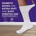 thumbnail image 4 of Diamond Star 6-Pack Diabetic Socks for Men & Women - Non-Binding Cushion Cotton Crew Socks for Neuropathy, Edema, & Circulatory Support (White, Sock Size 10-13, Fits Men's Shoe Size 7-12), 4 of 6