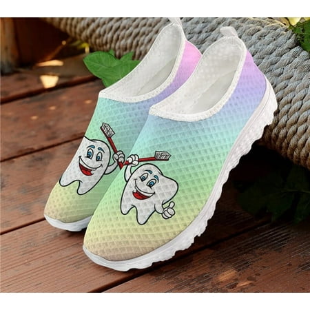 

FORUDESIGNS Cute Cartoon Toothbrush Pattern Women Slip On Sneakers Teeth/Dental/Dentist Ladies Shoes Casual Summer Femalel+Shoes