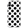 thumbnail image 1 of DistinctInk Clear Shockproof Hybrid Case for iPhone XS Max (6.5" Screen) - TPU Bumper, Acrylic Back, Tempered Glass Screen Protector - Black & White Polka Dots, 1 of 5