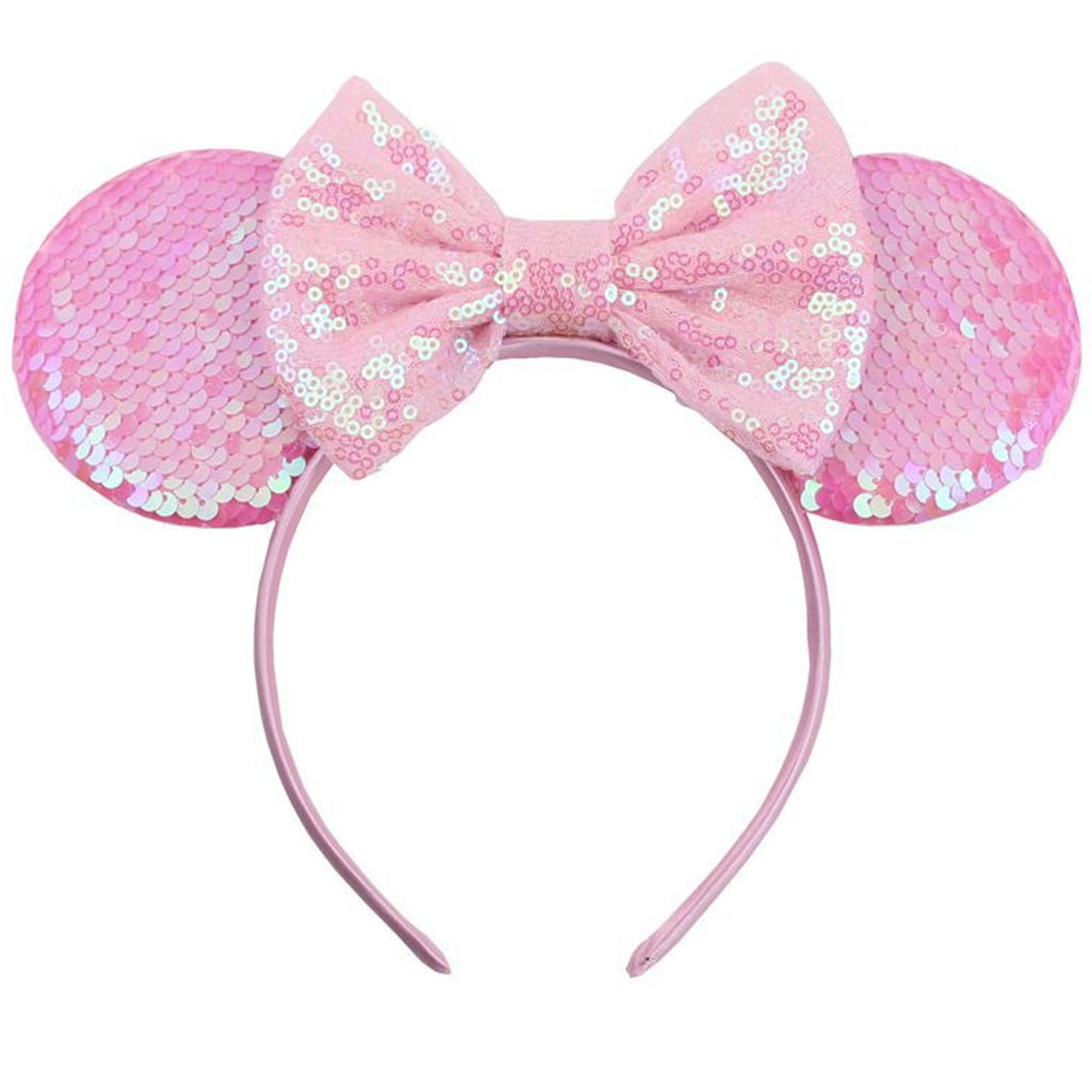 TINYFULL Sequin Headband with Bow Glitter Mouse Hairband for Kids Girls