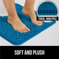 thumbnail image 2 of Plush Absorbent Shaggy Chenille Bath Rug Mat for Toilet Base with Rubber Backing, Machine Washable, Microfiber Bathroom Contour Mats for Toilets, Bath Room Decor, Square, 22.5x19.5, Blue, 2 of 6