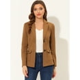 thumbnail image 2 of Blazer Allegra K de gamuza sintética Con cinturón para mujer marrón M, 2 of 5