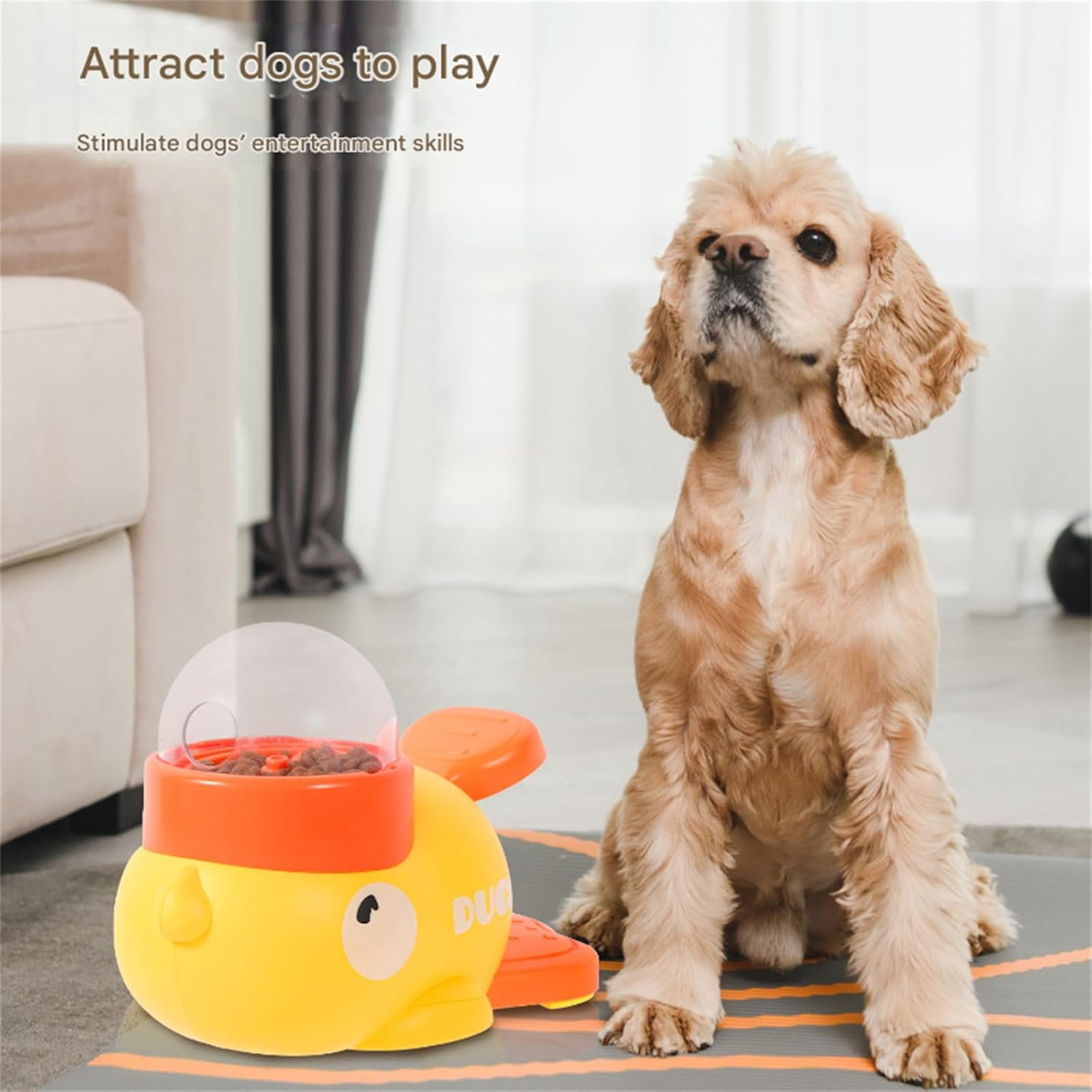 Smart Duck Feeder For Dogs, Rubber Duck Treat Dispenser, Duckie Cat Feeder, Interactive Dog Treat Dispenser Toy With Button, Food Puzzle Slow Feeder For Small & Medium Dogs
