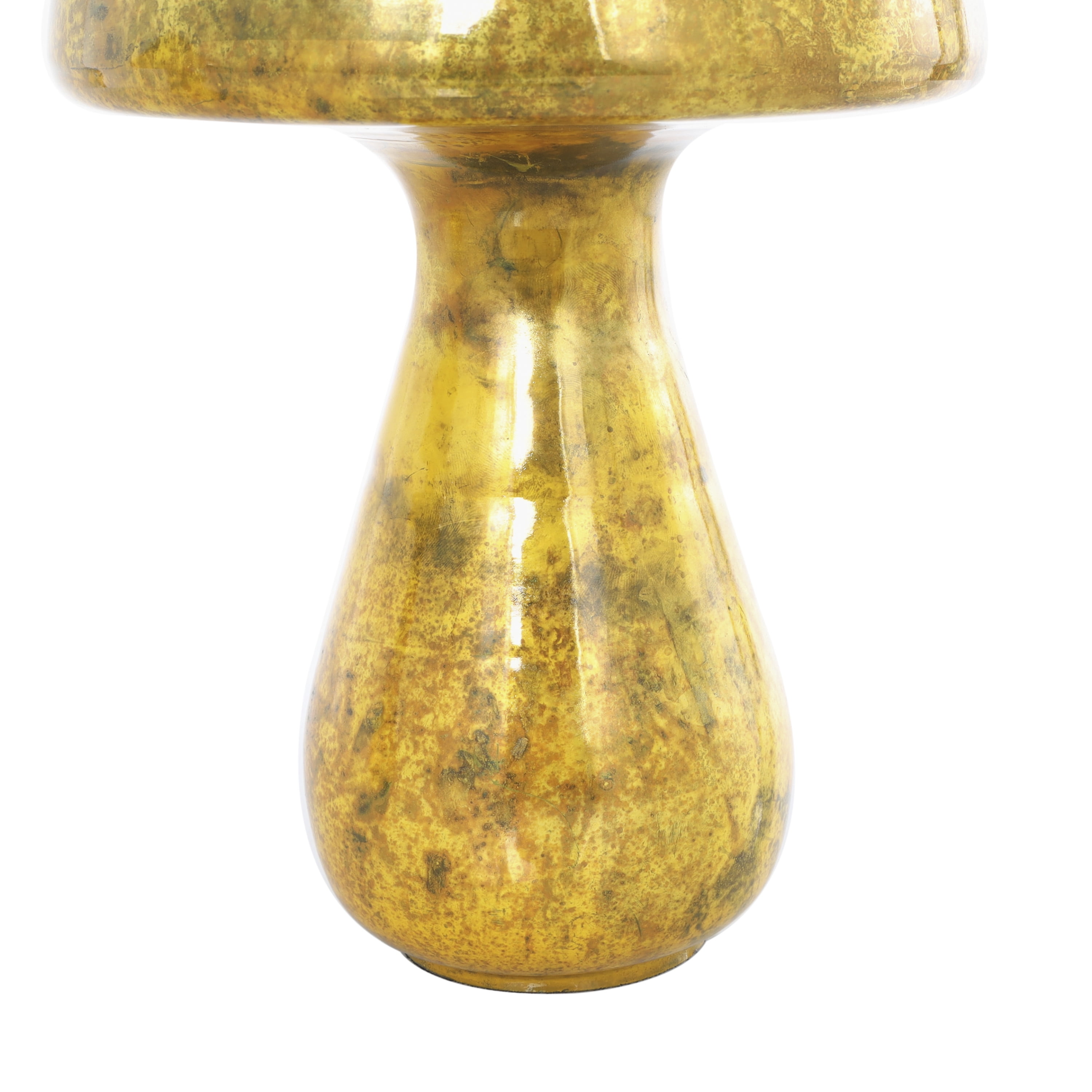 12", 10"H Gold Glass Weathered Mushroom Sculpture, by DecMode (2 Count)