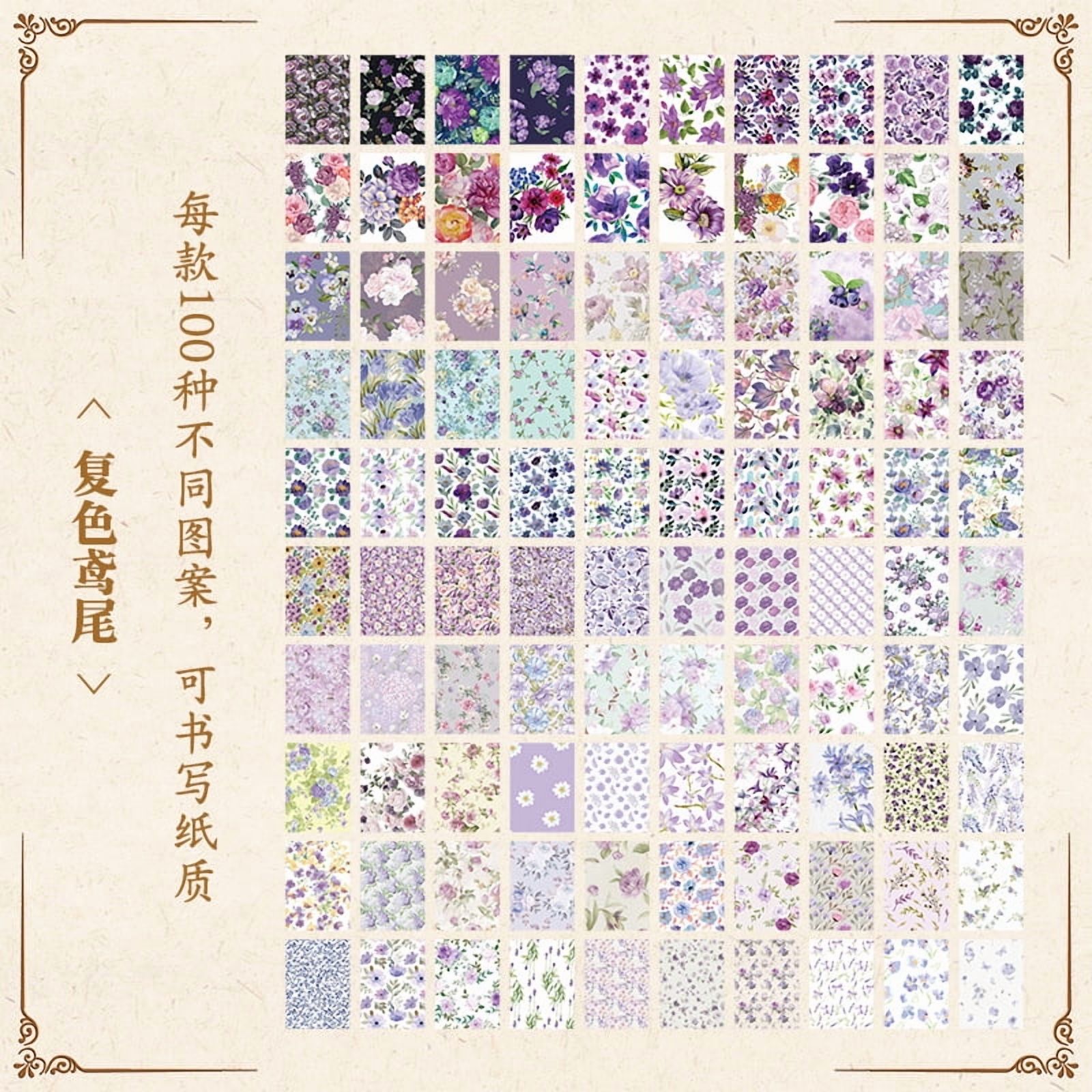 100 Sheets Yuezhen Forest Garden Scrapbook Paper - Creative Vintage Floral Stickers for Kids and Journals