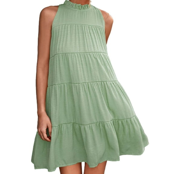 ZAZYULZ Casual Dresses for Women 2024 Loose Skirt Casual Dress Layered Dress Sleeveless Camisole Dress Casual Dress Beach Dresses for Women 2024 Vacation Party Dress for Women(Green,M)
