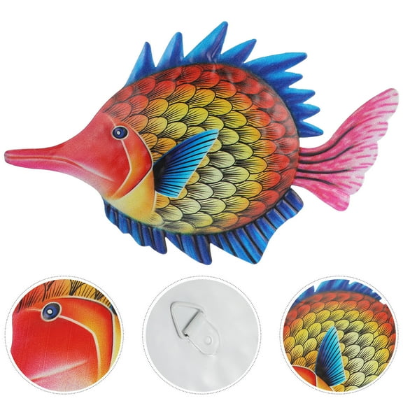 GOOHOCHY Iron Fish Wall Decor for Home Hanging Decoration with Bright Yellow Color 8.5 Inches