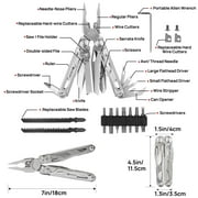 BIBURY Multitool Pliers, 31-in-1 Stainless Steel Multi Tool with Replaceable Wire Cutters and Saw, Foldable Heavy-duty Multitool Set with Scissors and Screwdriver for Hiking Camping Survival Repair