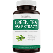 Healths Harmony Green Tea Extract (NON GMO) 60 Capsules With High Potency EGCG For Weight Loss & Metabolism Boost - Natural Diet Pills - Powerful Polyphenol Catechins Antioxidant Supplement