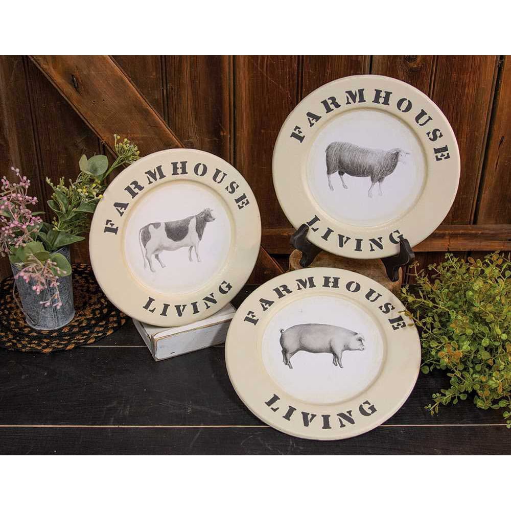 Farmhouse Living Farm Animals Pig, Sheep & Cow Decorative Wooden