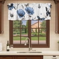 thumbnail image 6 of Blue Spring Floral Curtain Valances for Windows, Kitchen Valance Window Treatments Panel 2 Pack, Vintage Flower Butterfly Rod Pocket Short Curtains for Bathroom Bedroom 54 x 18 Inch, 6 of 8