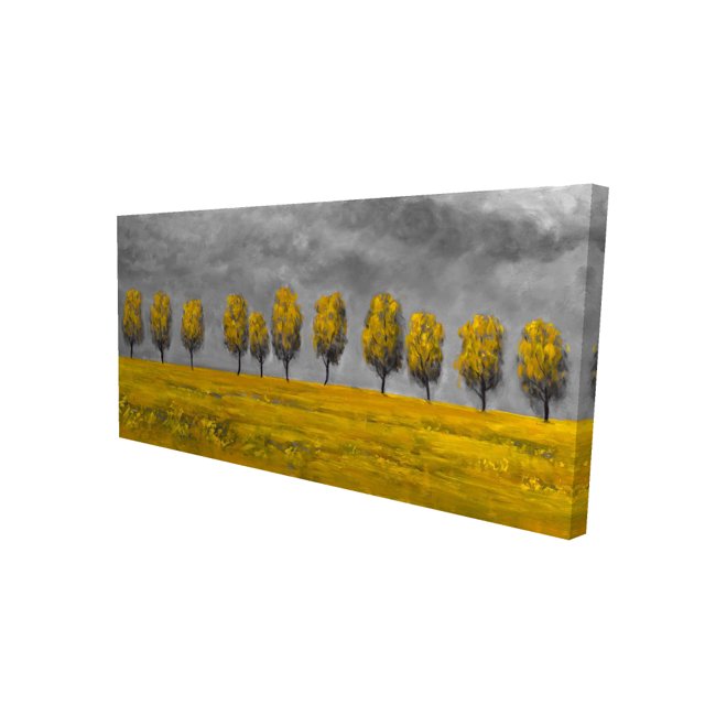 Arbres Jaunes dans un Champ - Toile 24"x48 Pouces - Impression à la Demande