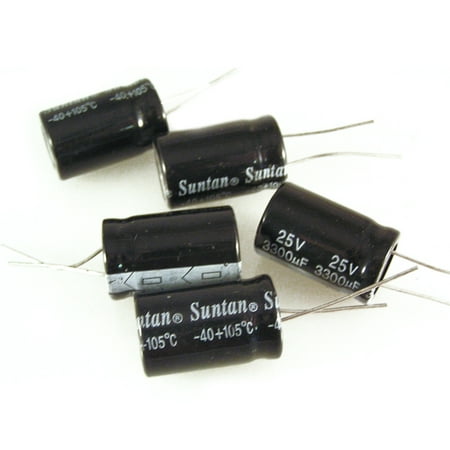 

GETHOME 5pcs/set 13x25mm Radial Aluminum Electrolytic Capacitor Straight Plug 3300UF 25V Stable