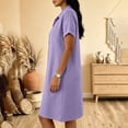 thumbnail image 5 of QUNYINEY Midi Womens Dresses Summer Casual Faux Cotton Linen Short Sleeve Shirt Dress Loose Fit Collared Button Solid with Pockets Dresses, 5 of 6
